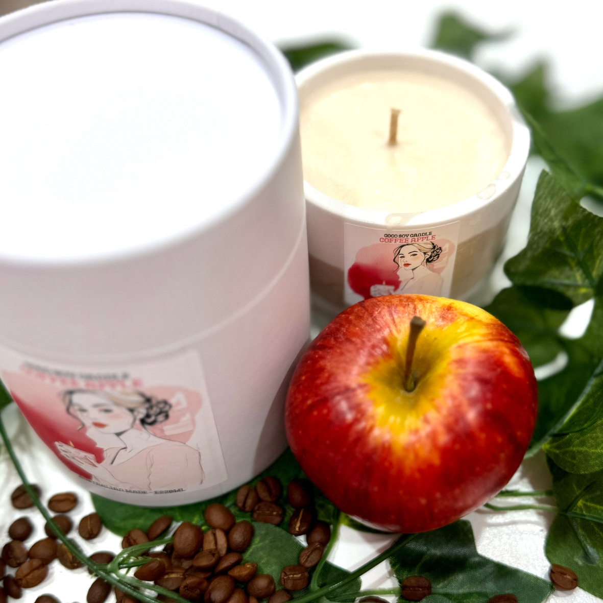 Coffee Apple_ Large Coco Soy Candle in stone jar_Gift Packed_candle & wax melts