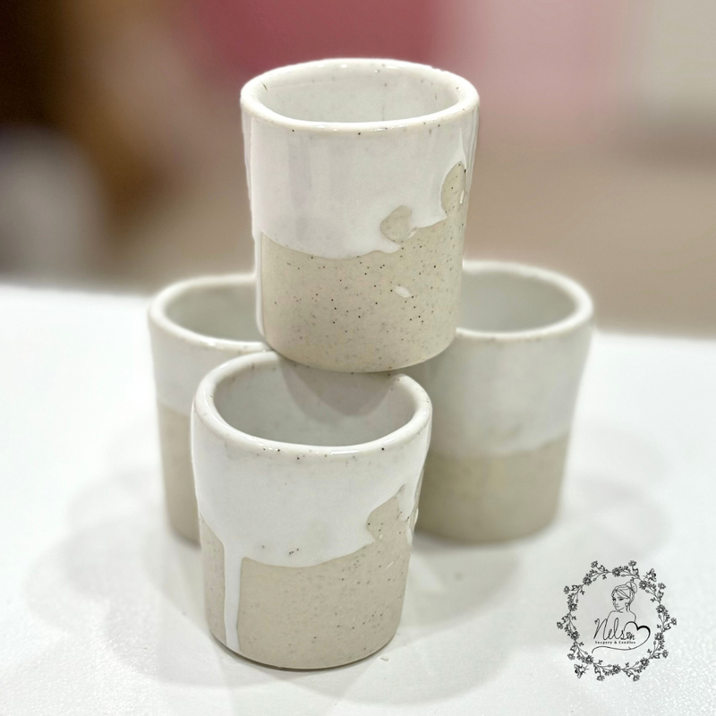 Australian Made Pottery_Shot mugs_White & Natural Speckle